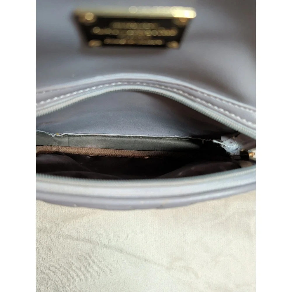 Jingpin‎ Huanyingshiyong Grey Quilted Mini Backpack Faux Leather Gold Hardware